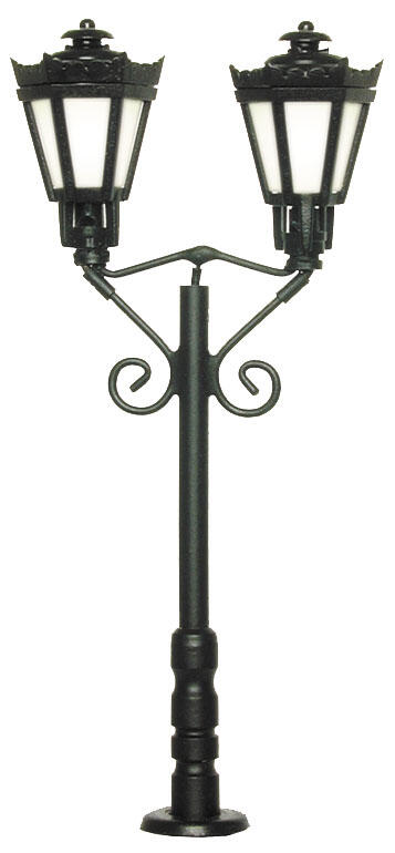 Viessmann 6073 H0 Parklaterne zweiflammig, schwarz, 2 LEDswarmweiß