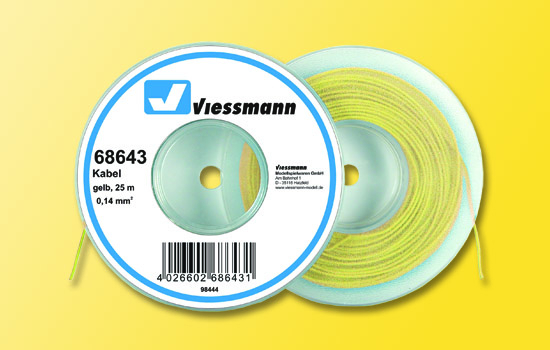 Viessmann 68643 Kabel auf Abrollspule 0,14 mm², gelb, 25 m
