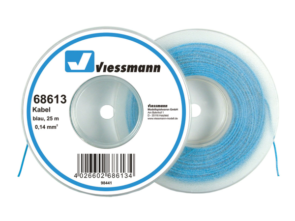 Viessmann 68613 Kabel auf Abrollspule 0,14 mm², blau, 25 m