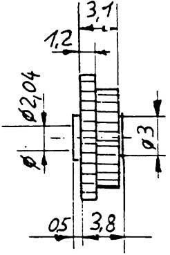 Weinert 9634 Stufenzahnrad, 20/20 Zähne, Bohrung 2,04mm, Zahnbreite 1,2/1,8mm
