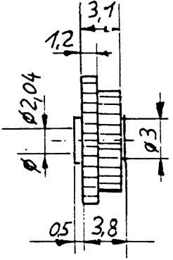 Weinert 9634 Stufenzahnrad, 20/20 Zähne, Bohrung 2,04mm, Zahnbreite 1,2/1,8mm