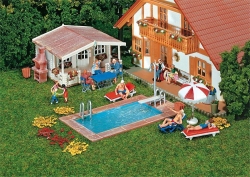 Faller 180542 Swimming-Pool+Gartenhaus