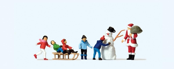 Preiser 10626 Weihnachtsmann, Kinder, Schnee